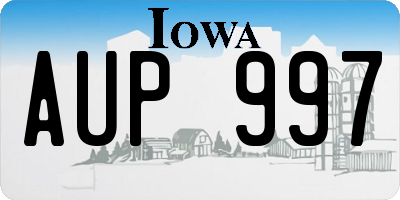 IA license plate AUP997