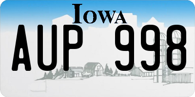 IA license plate AUP998