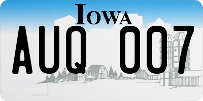 IA license plate AUQ007