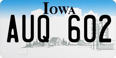 IA license plate AUQ602
