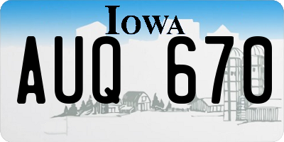 IA license plate AUQ670