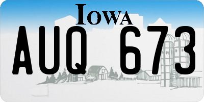 IA license plate AUQ673
