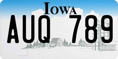 IA license plate AUQ789