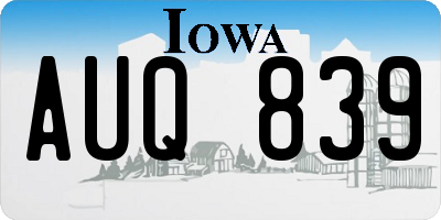 IA license plate AUQ839