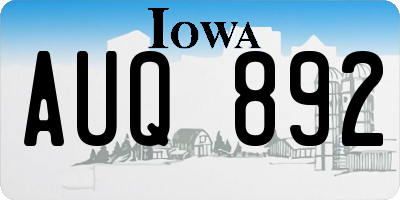 IA license plate AUQ892