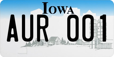 IA license plate AUR001