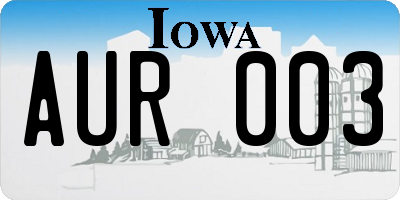 IA license plate AUR003