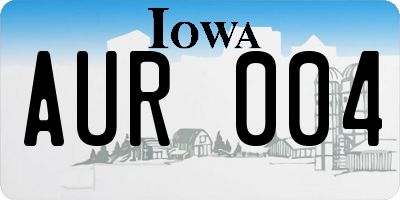 IA license plate AUR004