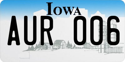 IA license plate AUR006