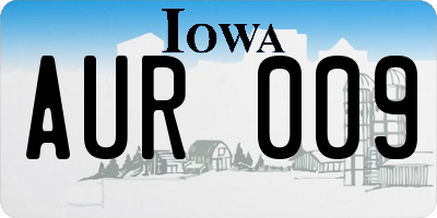 IA license plate AUR009