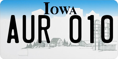 IA license plate AUR010