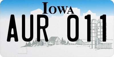 IA license plate AUR011