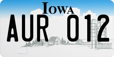 IA license plate AUR012