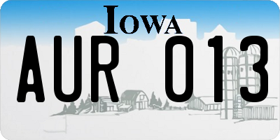 IA license plate AUR013