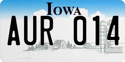 IA license plate AUR014