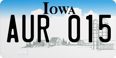 IA license plate AUR015