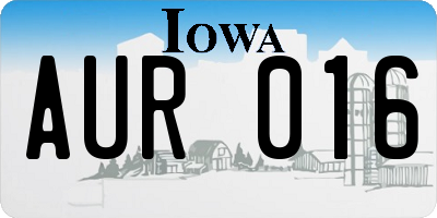 IA license plate AUR016