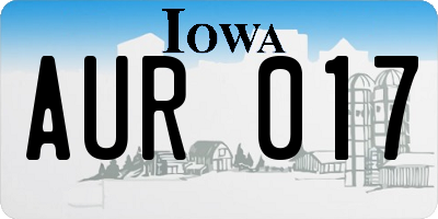 IA license plate AUR017