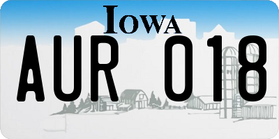 IA license plate AUR018