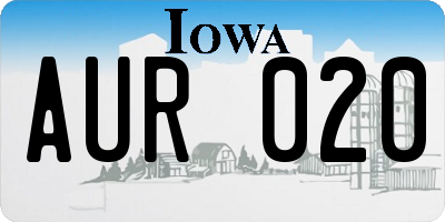 IA license plate AUR020