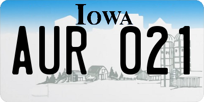 IA license plate AUR021