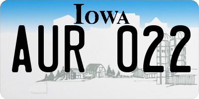 IA license plate AUR022