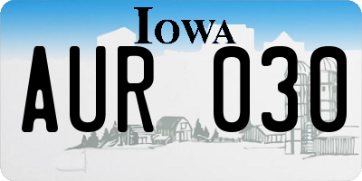 IA license plate AUR030