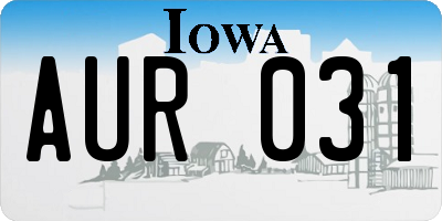 IA license plate AUR031