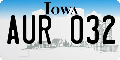 IA license plate AUR032