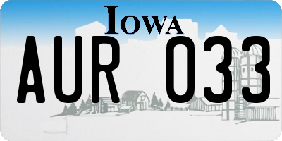 IA license plate AUR033
