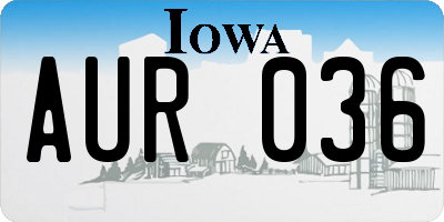 IA license plate AUR036