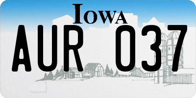 IA license plate AUR037