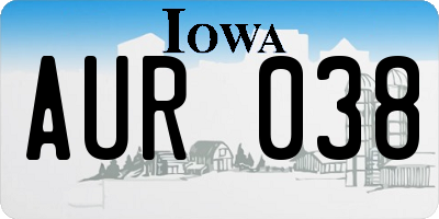 IA license plate AUR038