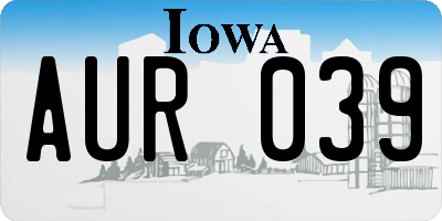IA license plate AUR039