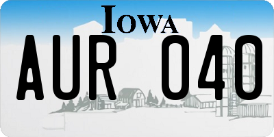 IA license plate AUR040