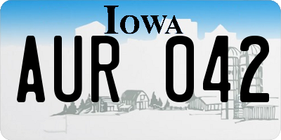 IA license plate AUR042