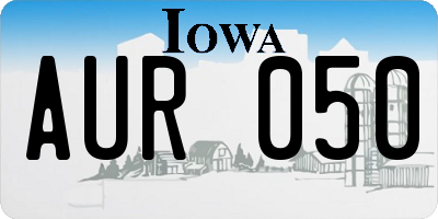 IA license plate AUR050
