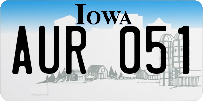 IA license plate AUR051