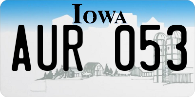 IA license plate AUR053
