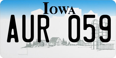 IA license plate AUR059
