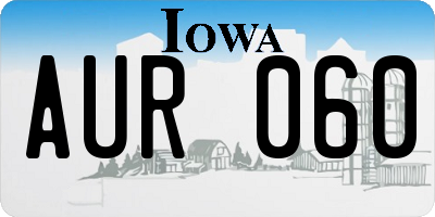 IA license plate AUR060