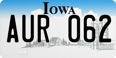IA license plate AUR062