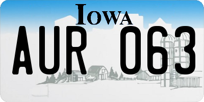 IA license plate AUR063