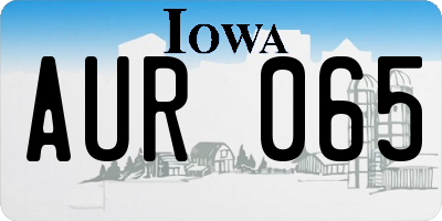 IA license plate AUR065