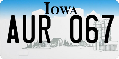 IA license plate AUR067