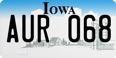 IA license plate AUR068