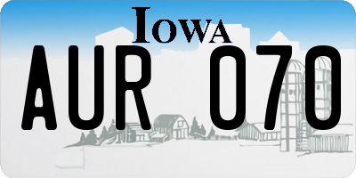 IA license plate AUR070