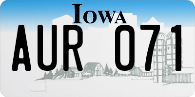 IA license plate AUR071
