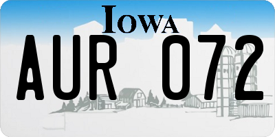 IA license plate AUR072