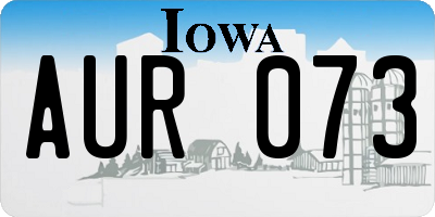 IA license plate AUR073